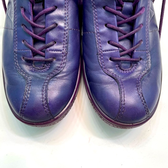 Ecco Shoes Womens 6.5 EU 37 Purple Leather Lace Up Sneaker - Picture 2 of 13